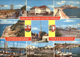 72566113 Travemuende Ostseebad Strand Promenade Casino Mole Faehrschiff Bredtene - Luebeck