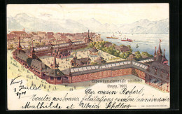 AK Vevey, Exposition Cantonale Vaudoise 1901, Ausstellungsgelände Am Seeufer  - Tentoonstellingen