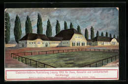 Künstler-AK Leipzig, Elektrotechnische Ausstellung 1912, Gehöftanlage  - Expositions