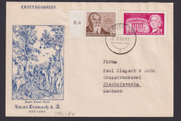 DDR Brief 382 + 384 Baumeister + Lucas Cranach Auf Schönem Umschlag Paris Urteil - Lettres & Documents