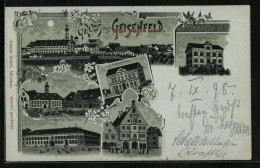 Mondschein-Lithographie Geisenfeld, Post Und Gasthof Fuchsbüchler, Krankenhaus, Knabenschule  - Geisenfeld