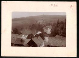 Fotografie Brück & Sohn Meissen, Ansicht Rechenberg I. Erzg., Blick Auf Den Ort Mit Schule Und Kirche  - Orte