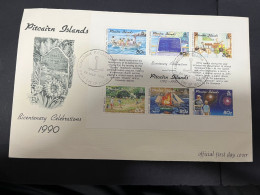 19-5-2024 (5 Z 34) Pitcairn Island M/s FDC - 1991 - Bicentenary Celebrations 1990 (22 X 14 Cm - Large) - Islas De Pitcairn
