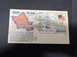 19-5-2024 (5 Z 34) USA 4 Cents Stamp FDC - 1960 - Our Flag - Oahu Honoluluu - Sobres