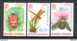 1970 INDONESIA, Stanley Gibbons N. 1277-79 - Insetti - MNH** - Vlinders