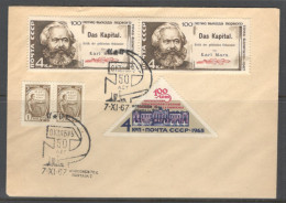 RUSSIA & USSR. 50 Years October.  Illustrated Envelope With Special Cancellation - Brieven En Documenten