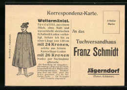 Künstler-AK Reklame Wettermäntel, Tuchversandhaus Franz Schmidt  - Publicité