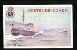Künstler-AK Reklame, Belgisches Passagierschiff Oostende-Dover  - Publicité