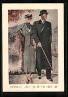 AK Reklame Für Die Herbst- Und Winterkollektion 1935 /36 Mit Elegantem Paar  - Advertising