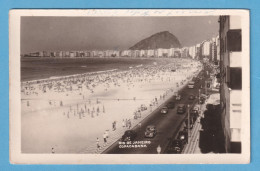 663 BRASIL RIO DE JANEIRO PRAIA DE COPACABANA 3 PLAYA BEACH WITH HIGHWAY PHOTO RARE POSTCARD FOTO POSTAL - Rio De Janeiro