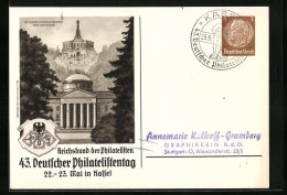 AK Kassel, Reichsbund Der Philatelisten, 43. Deutscher Philatelistentag 1937, Wilhelmshöhe Und Herkules, Ganzsache  - Sellos (representaciones)