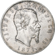 Italie, Vittorio Emanuele II, 5 Lire, 1871, Milan, Argent, TB+, KM:8.3 - 1861-1878 : Victor Emmanuel II