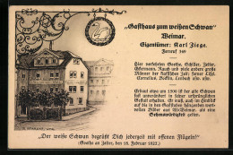 Künstler-AK Weimar, Gasthaus Zum Weissen Schwan, Eigentümer Karl Ziege  - Weimar