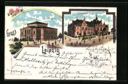 Lithographie Leipzig, Concerthaus Und Buchhändler-Börse  - Leipzig