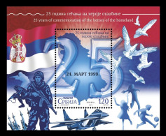 Serbia 2024 Mih. 1241 (Bl.45) NATO Aggression. Heroes Of The Homeland. Aircraft. Rockets. Birds. Football MNH ** - Serbia