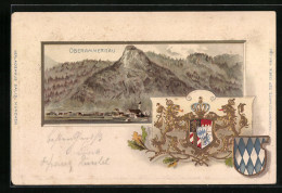 Passepartout-Lithographie Oberammergau, Wappen  - Autres & Non Classés