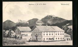 Künstler-AK Sign. Hans Pernat: Westerndorf, Gasthaus Von M & Th. Meisl Mit Bergpanorama  - Other & Unclassified