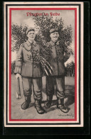 AK Kriegspfingsten, Soldaten Mit Birkenstämmen, Pfingsten Im Felde  - Guerre 1914-18