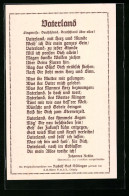 AK Hannover, Sängerfest 1924, Liedtext Vaterland, Ganzsache  - Tarjetas