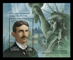 Serbia 2024 Mih. 1251 (Bl.46) Inventor Nikola Tesla In The USA MNH ** - Servië