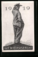AK Kriegsgefangener Blickt Zur Heimat, 1919, Auf Wiedersehen!  - Guerre 1914-18