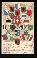 AK Schweiz, Schweizer Wappen, Luzern, Bern, Basel, Fribourg, Schwyz, Zug U. A.  - Other & Unclassified