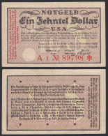 Biebrich 1/10 Dollar USA Banknote 1923 Wertbestaendiges Notgeld Starnote  (20410 - Altri & Non Classificati