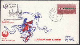 10 Jahre Erstflug Nordpol JAL HAMBURG-ANCHORAGE-TOKYO 1975   (20517 - Autres & Non Classés