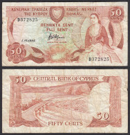 Zypern - Cyprus 50 Cents Banknote 1.10.1983 Pick 49a F (4)   (31085 - Zypern