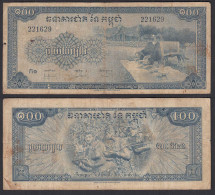 Kambodscha - Cambodia 100 Riels 1956 Pick 13a Sign.3 VG (5)    (31996 - Andere - Azië