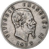 Italie, Vittorio Emanuele II, 5 Lire, 1873, Milan, Argent, TB, KM:8.3 - 1861-1878 : Victor Emmanuel II.
