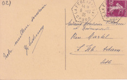 Oblitération Cachet Correspondant Postal (d'Achery) CP N° 8 La Fère (02 Aisne) En 1935 Sur Carte De St Quentin - Manual Postmarks