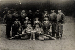 Photo RPPC Postcard Germany Sailors In Uniforms, Naval Artillery, Bayonets - Oorlog 1914-18
