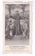 San Francesco D'Assisi Con I Santi Lodovico Ed Elisabetta Vecchio Santino Con Le Regole Del Terz'Ordine  Rif. S484 - Religion & Esotericism