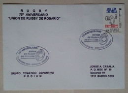 Argentine - Thème Enveloppe Rugby Circulée Avec Sceau Prévention Du SIDA (2003) - Usados