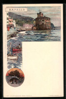 Künstler-AK Manuel Wielandt: Rapallo, Uferpartie, Brücke  - Wielandt, Manuel
