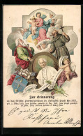 Lithographie Papst Leo XIII., 60 Jähriges Priesterjubiläum  - Papas