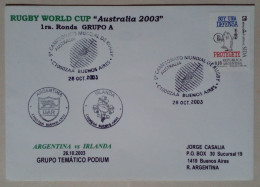 Argentine - Enveloppe Circulée Sur Le Thème Du Rugby Avec Timbre Thème Phares (2007) - Rugby