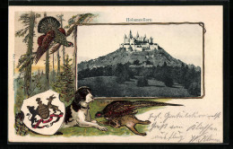 Passepartout-Lithographie Hohenzollern, Veste Auf Einem Berg, Wappen  - Autres & Non Classés