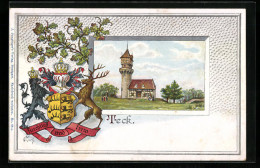 Passepartout-Lithographie Teck, Turm Mit Haus, Wappen  - Autres & Non Classés