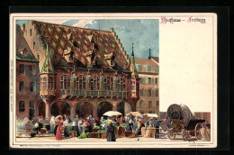 Künstler-AK Heinrich Kley: Freiburg, Markt Vor Dem Rathaus  - Kley