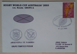 Argentine - Enveloppe Circulée Sur Le Thème Du Rugby Avec Timbre Thème Siku (2003) - Rugby