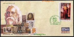 ROMANIA 2024 EFIRO World Stamp Exhibition,Rabindranath Tagore, India,Special Cover (**) Inde Indien, Only 1 Available - Brieven En Documenten