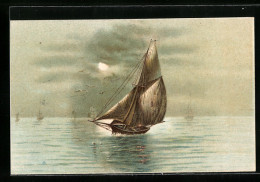Lithographie Segelboot Im Mondenschein, Segelsport  - Vela