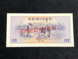 Cambodia Democratic Kampuchea Banknotes #24- 1975- Khome Specinem/1 Pcs Aunc Very Rare - Cambodia