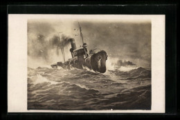 AK Torpedoboot In Rauer See  - Guerre