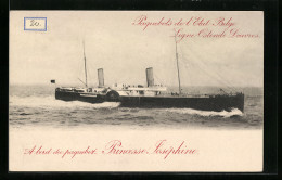 AK Passagierschiff Princesse Joséphine, Paquebots De L`Etat Belge  - Paquebots