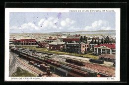 AK Colon, Vista De Pajaro Sobre La Estacion Con La Ciudad, Totale Mit Bahnhof  - Panamá