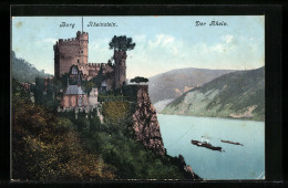 AK Burg Rheinstein Am Rhein Mit Dampfer  - Sonstige & Ohne Zuordnung