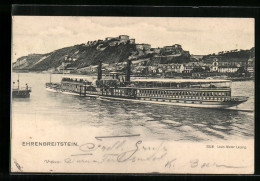 AK Ehrenbreitstein, Festung Mit Dampfer  - Other & Unclassified